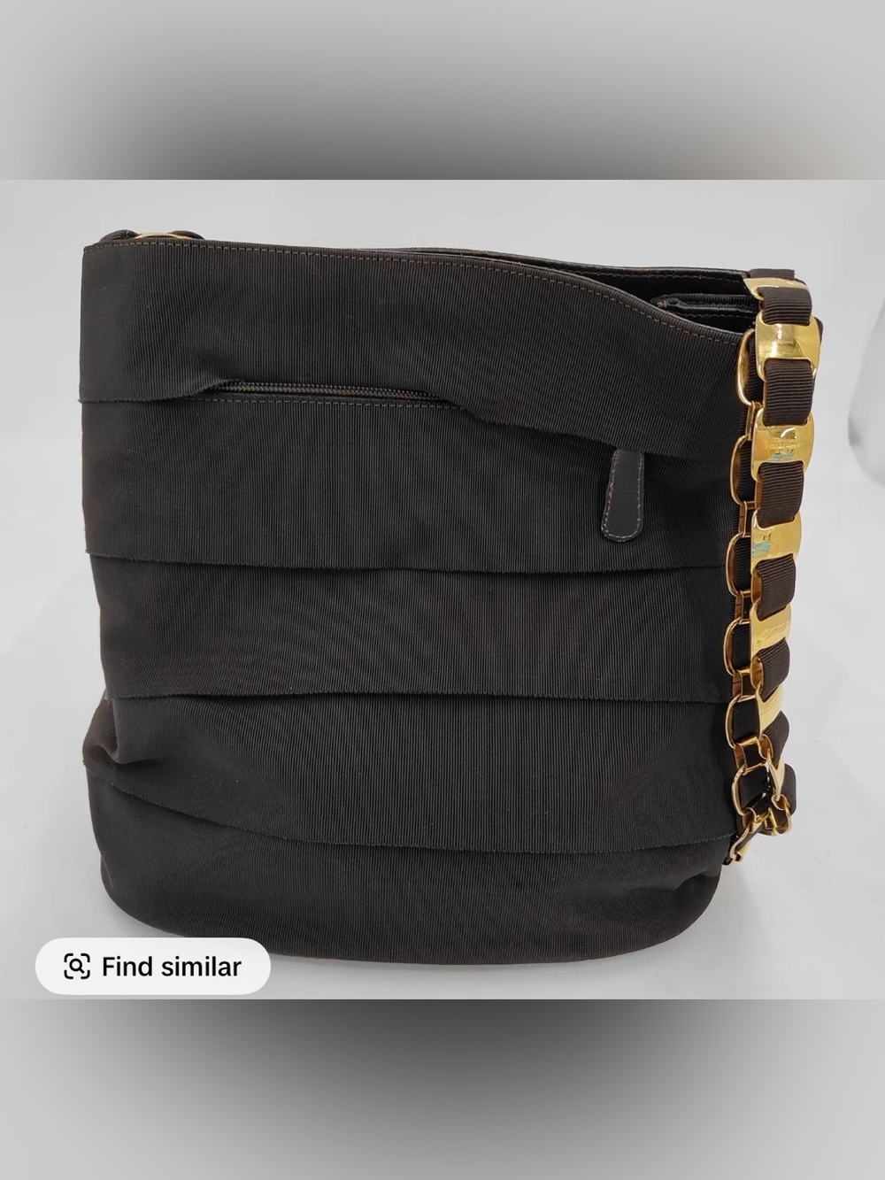 Salvatore Ferragamo Black Shoulder Bag with Gold Chain Strap